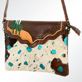 American Darling Clutch Hand Tooled Hair on Genuine Leather Western Women Bag Handbag | for Cute Travel Purse|