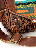 American Darling ADBG643 Duffel Hand Tooled Saddle Blanket Genuine Leather Women Bag Western Handbag Purse