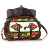 American Darling Duffel Hand Tooled Saddle Blanket Genuine Leather Women Bag Western Handbag Purse|