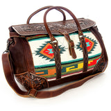 American Darling ADBG643 Duffel Hand Tooled Saddle Blanket Genuine Leather Women Bag Western Handbag Purse