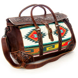 American Darling Duffel Hand Tooled Saddle Blanket Genuine Leather Women Bag Western Handbag Purse|
