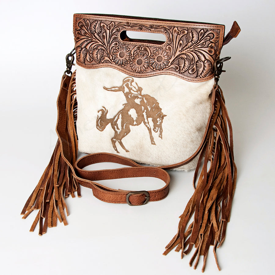 American Darling Clutch Hand Tooled Hair on Genuine Leather Western Women Bag Handbag Purse | Purses for Cute - Uhorse