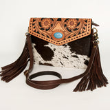 American Darling Envelope Hand Tooled Hair-On Genuine Leather Women Bag Western Handbag Purse | for Cute