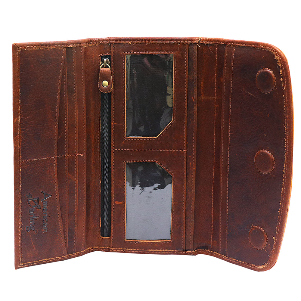 American Darling Wallet Hair on Full Grain Genuine Leather Western Women Bag | Handbag Purse Travel Clutch