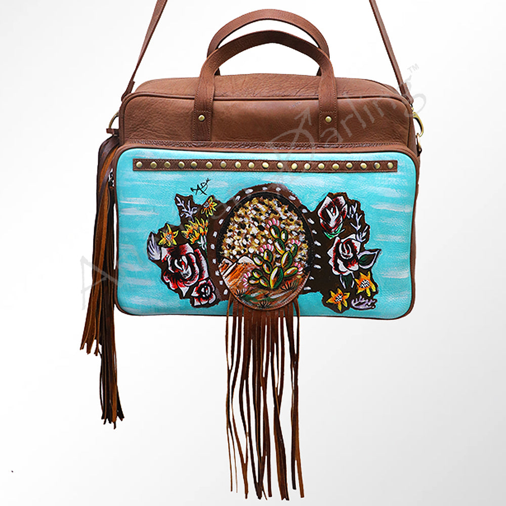 American Darling Hand Painted Duffel Genuine Leather Women Bag Western Handbag Purse