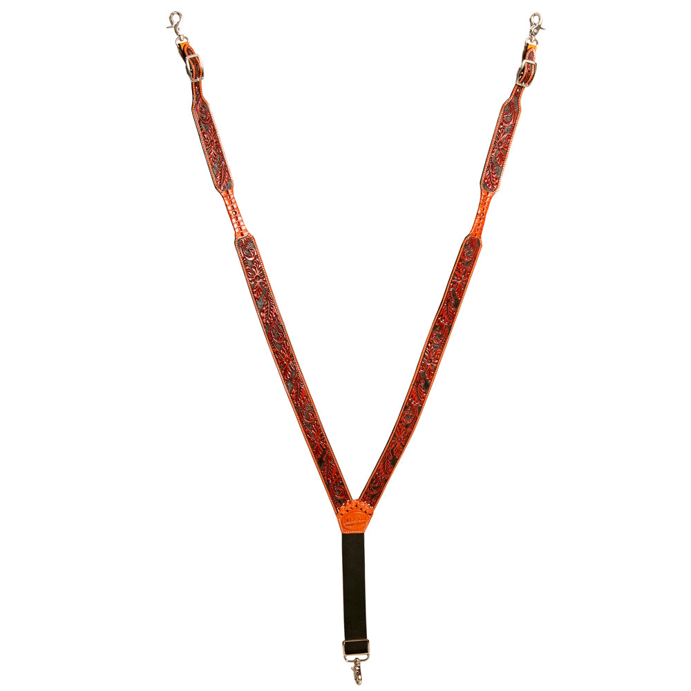 Men Leather Floral Suspender Hilason