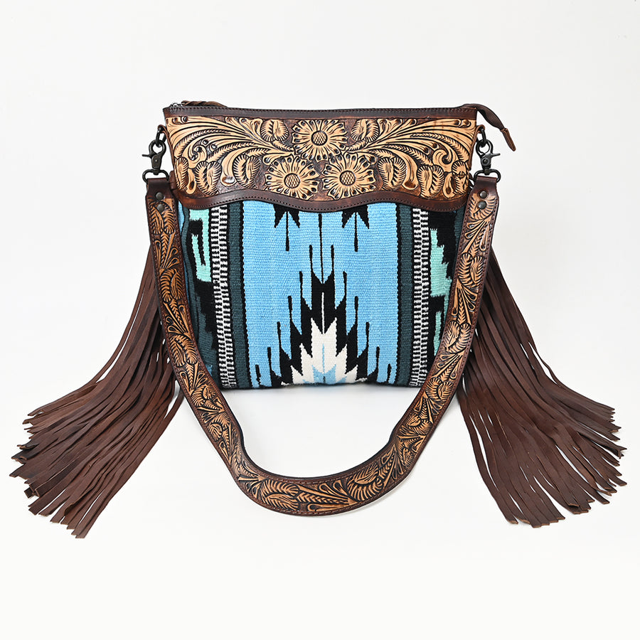 American Darling Signature Crossbody Hand Tooled Upcycled Wool Genuine Leather Women Bag Western Handbag Purse | for Cute