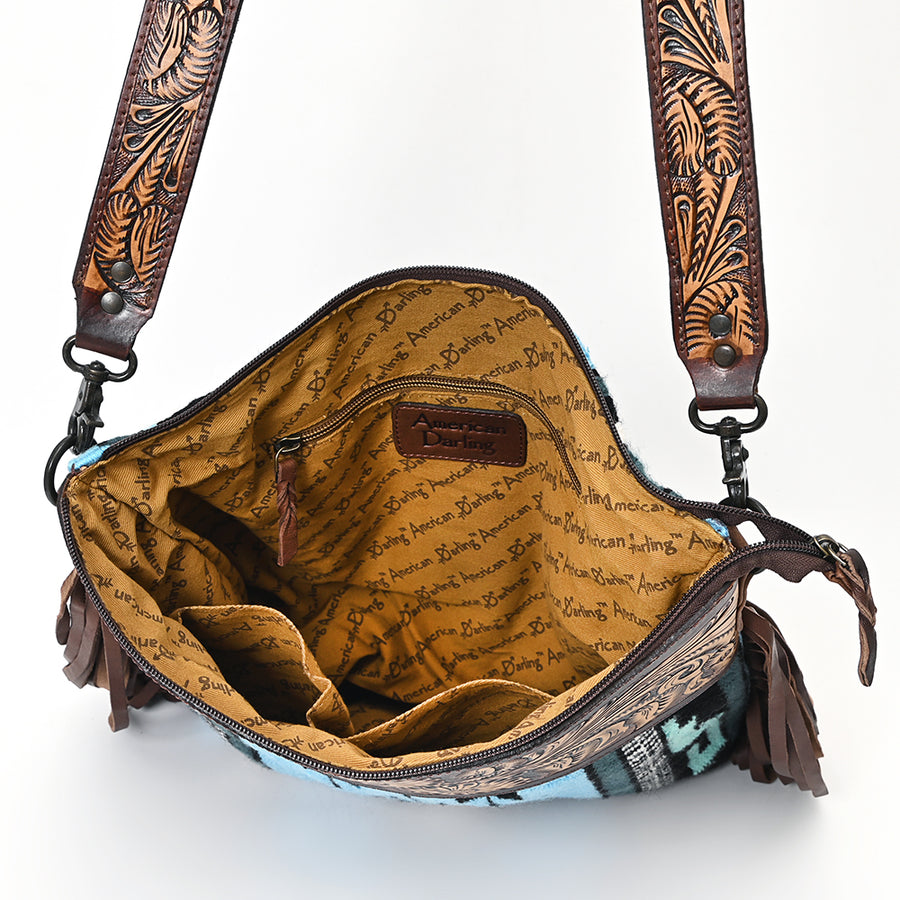American Darling Signature Crossbody Hand Tooled Upcycled Wool Genuine Leather Women Bag Western Handbag Purse | for Cute