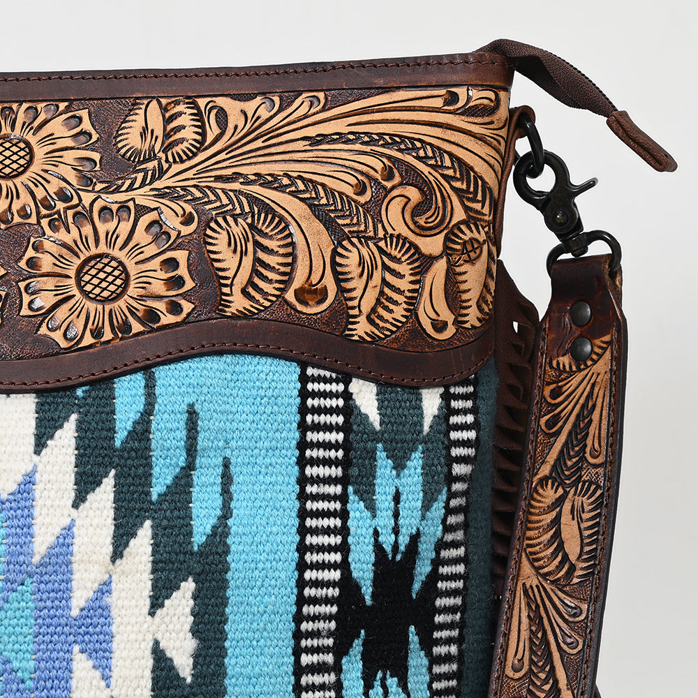 American Darling Signature Crossbody Hand Tooled Upcycled Wool Genuine Leather Women Bag Western Handbag Purse | for Cute