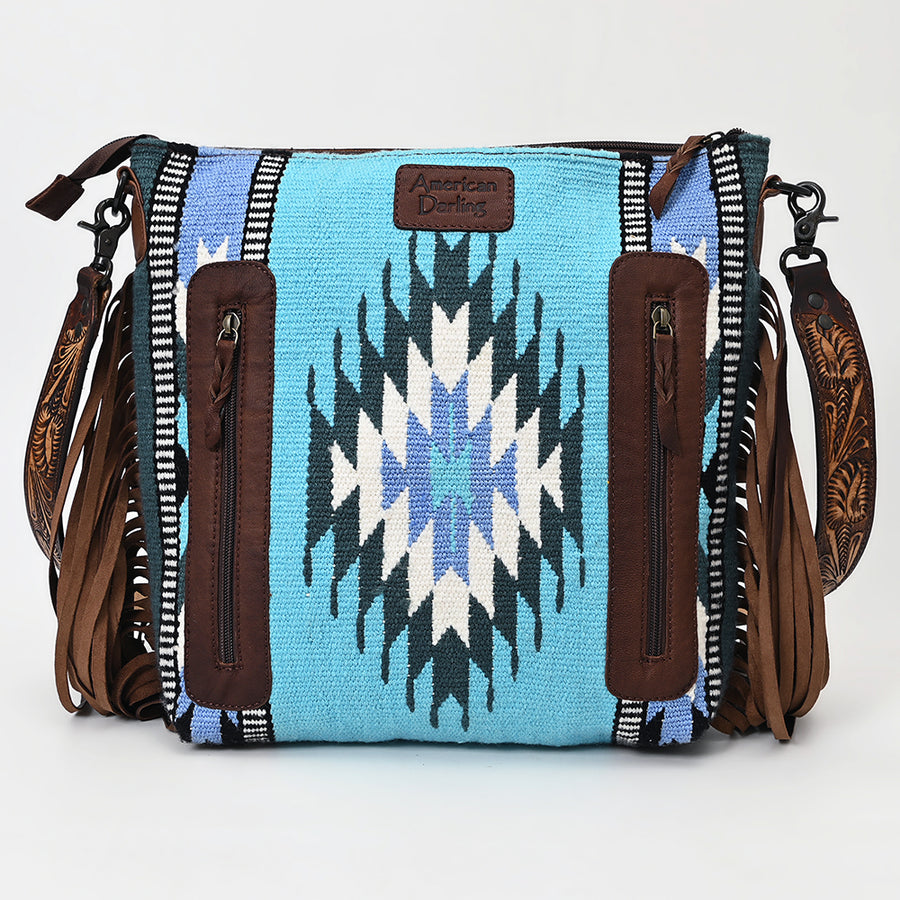 American Darling Signature Crossbody Hand Tooled Upcycled Wool Genuine Leather Women Bag Western Handbag Purse | for Cute