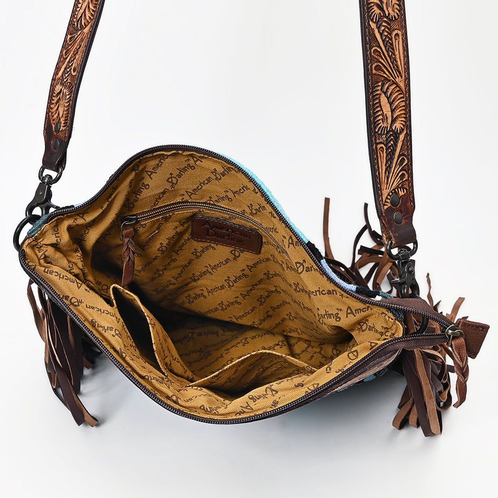 American Darling Signature Crossbody Hand Tooled Upcycled Wool Genuine Leather Women Bag Western Handbag Purse | for Cute