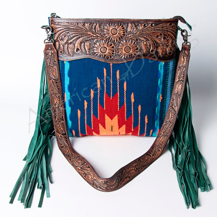 American Darling Signature Crossbody Hand Tooled Upcycled Wool Genuine Leather Women Bag Western Handbag Purse | for Cute
