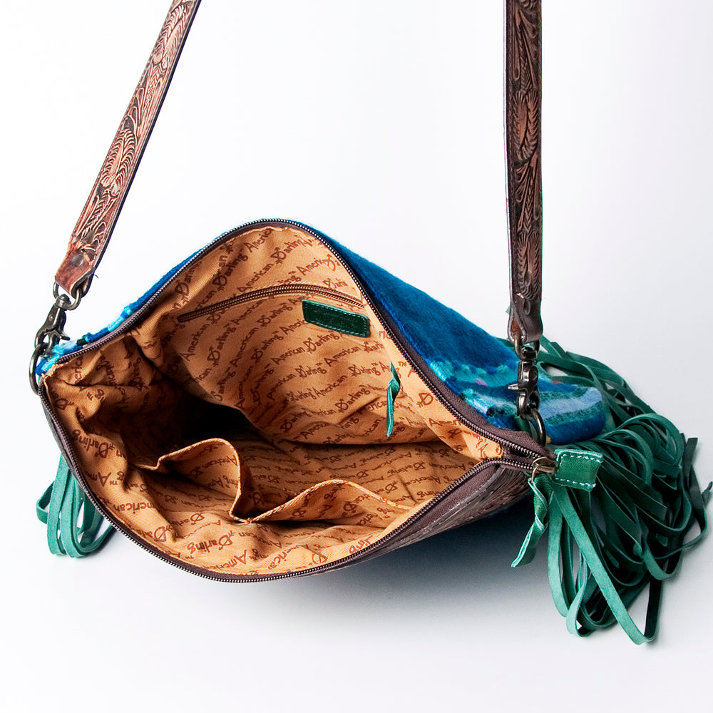 American Darling Signature Crossbody Hand Tooled Upcycled Wool Genuine Leather Women Bag Western Handbag Purse | for Cute