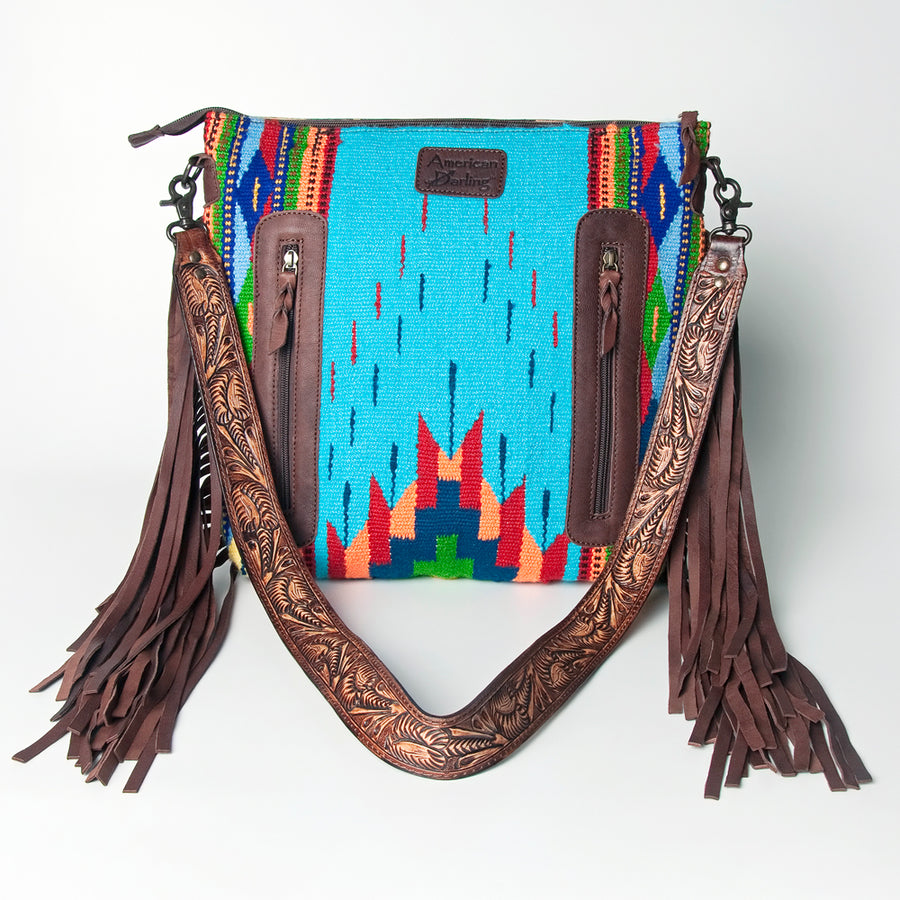 American Darling Signature Crossbody Hand Tooled Upcycled Wool Genuine Leather Women Bag Western Handbag Purse | for Cute