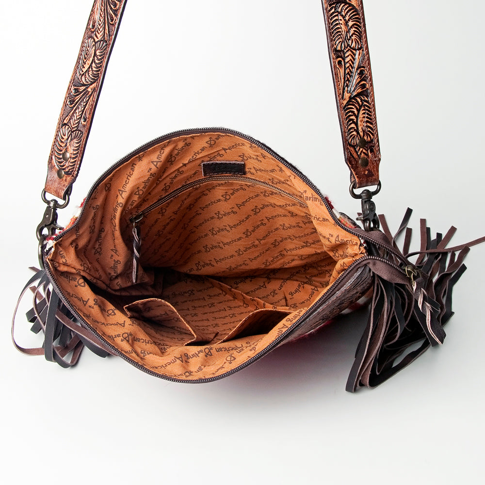 American Darling Signature Crossbody Hand Tooled Upcycled Wool Genuine Leather Women Bag Western Handbag Purse | for Cute