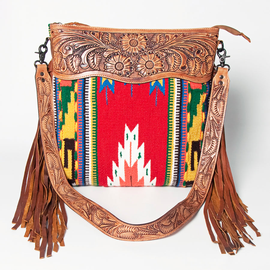 American Darling Signature Crossbody Hand Tooled Upcycled Wool Genuine Leather Women Bag Western Handbag Purse | for Cute