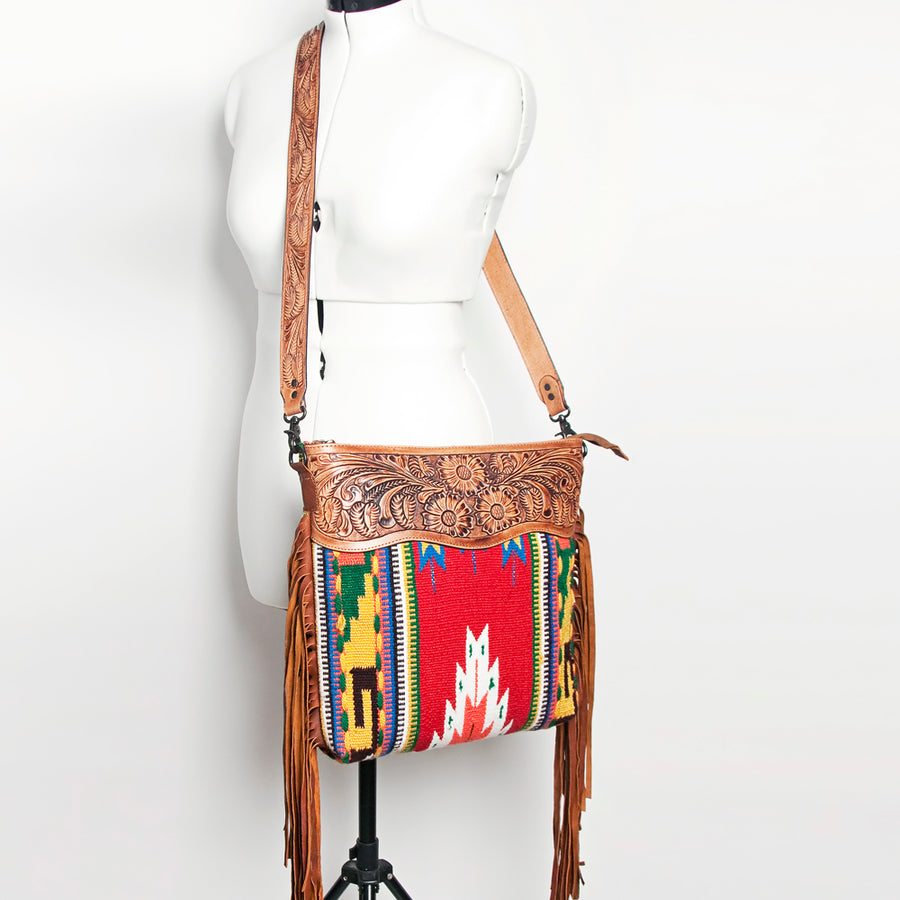 American Darling Signature Crossbody Hand Tooled Upcycled Wool Genuine Leather Women Bag Western Handbag Purse | for Cute