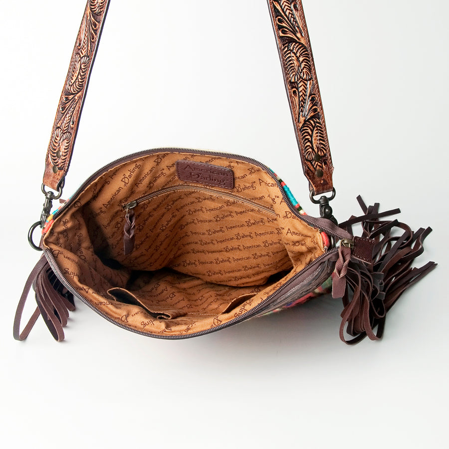 American Darling Signature Crossbody Hand Tooled Upcycled Wool Genuine Leather Women Bag Western Handbag Purse | for Cute