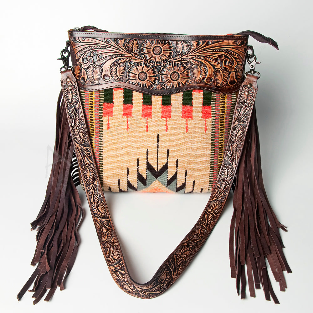 American Darling Signature Crossbody Hand Tooled Upcycled Wool Genuine Leather Women Bag Western Handbag Purse | for Cute