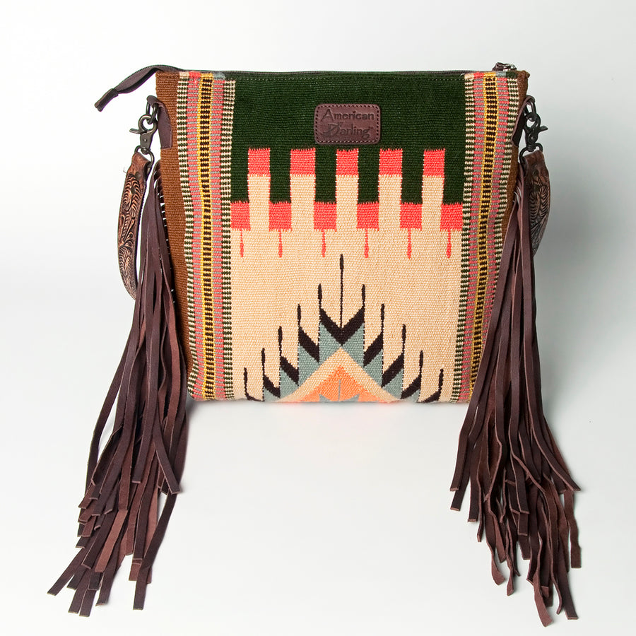American Darling Signature Crossbody Hand Tooled Upcycled Wool Genuine Leather Women Bag Western Handbag Purse | for Cute