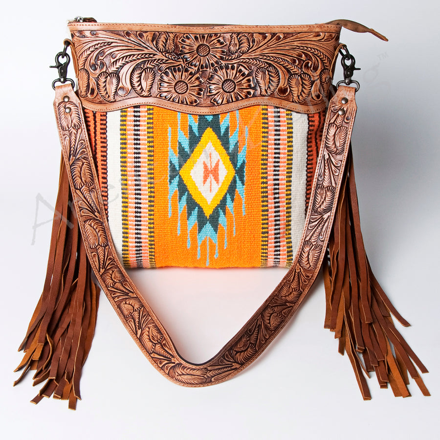 American Darling Signature Crossbody Hand Tooled Upcycled Wool Genuine Leather Women Bag Western Handbag Purse | for Cute