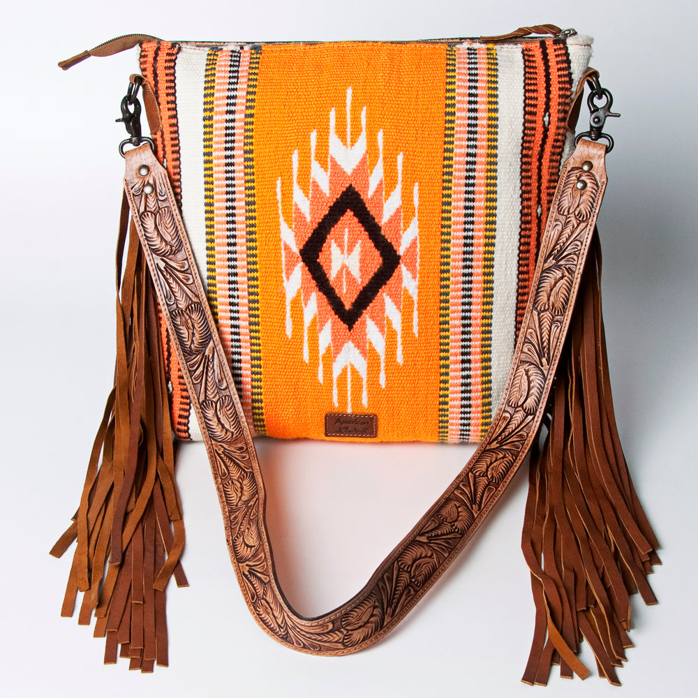 American Darling Signature Crossbody Hand Tooled Upcycled Wool Genuine Leather Women Bag Western Handbag Purse | for Cute