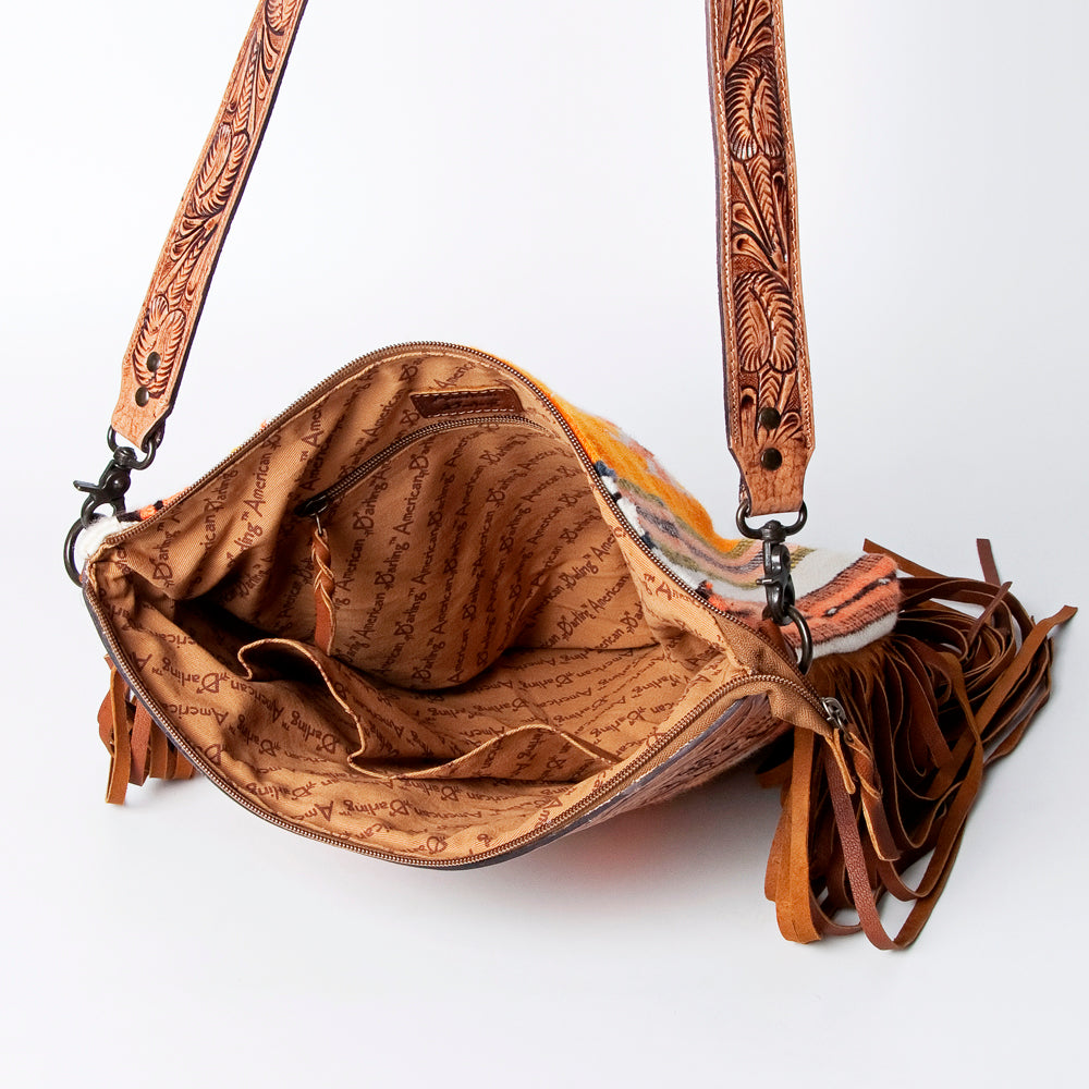 American Darling Signature Crossbody Hand Tooled Upcycled Wool Genuine Leather Women Bag Western Handbag Purse | for Cute