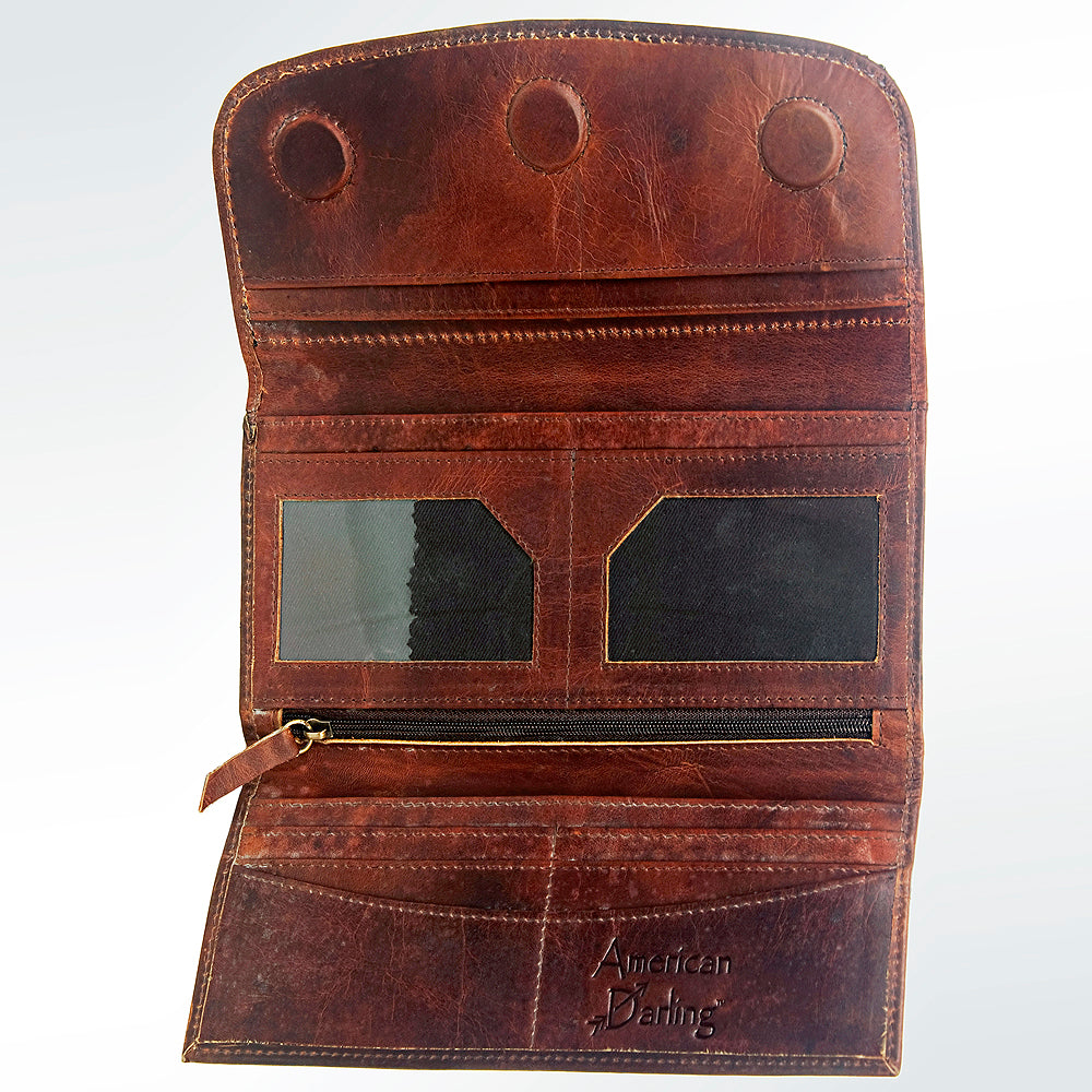 American Darling Wallet Hand Tooled Genuine Leather Western Women Bag | Handbag Purse Wristlet Travel Clutch