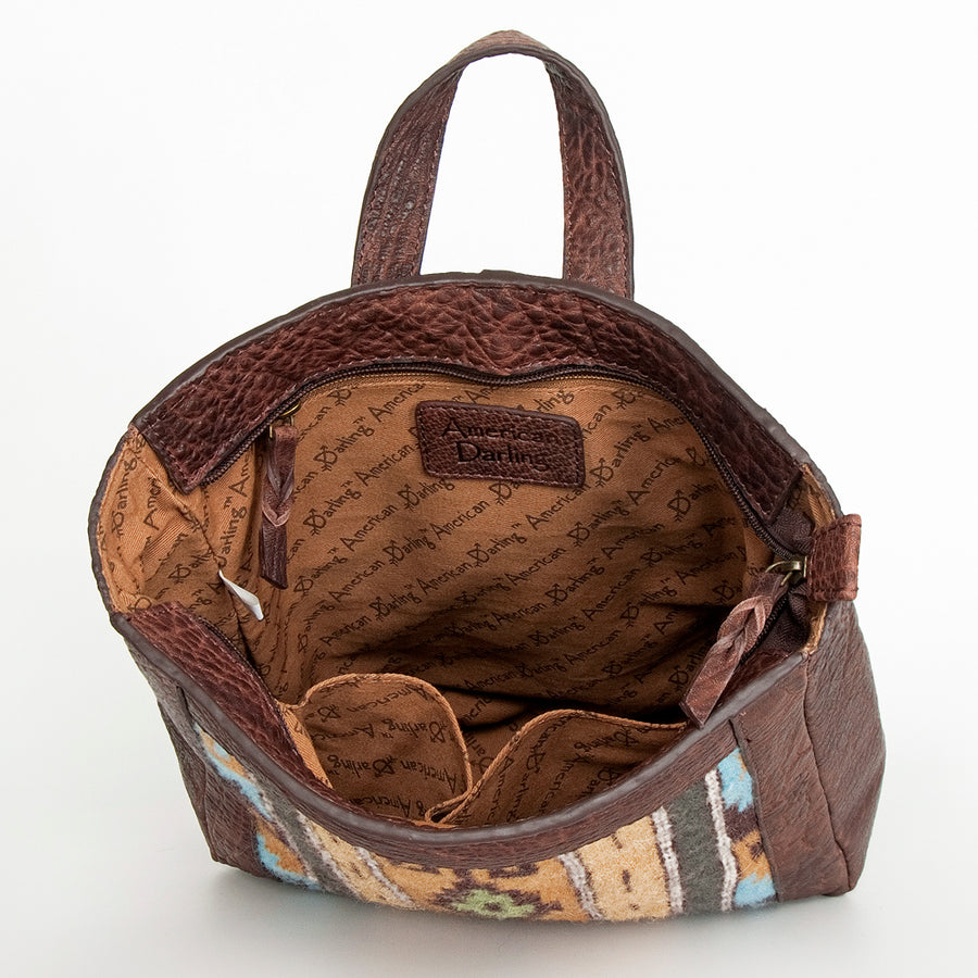 American Darling Backpack Saddle Blanket Fabric Genuine Leather Western Women Bag | for Laptop School Purse Travel