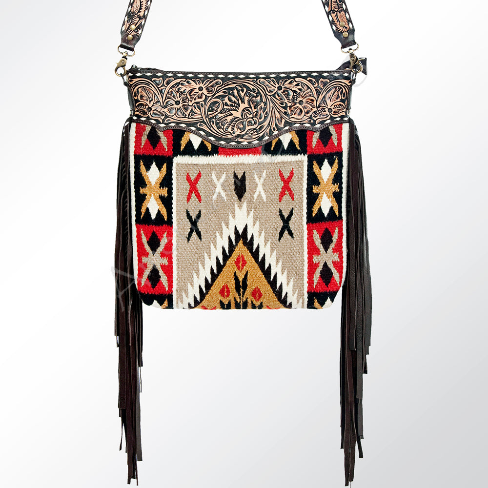 American Darling Cross Body Saddle Blanket Fabric Genuine Leather Western Women Bag | Handbag Purse Crossbody for Cute