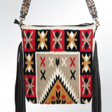 American Darling Cross Body Saddle Blanket Fabric Genuine Leather Western Women Bag | Handbag Purse Crossbody for Cute
