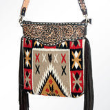 American Darling Cross Body Saddle Blanket Fabric Genuine Leather Western Women Bag | Handbag Purse Crossbody for Cute