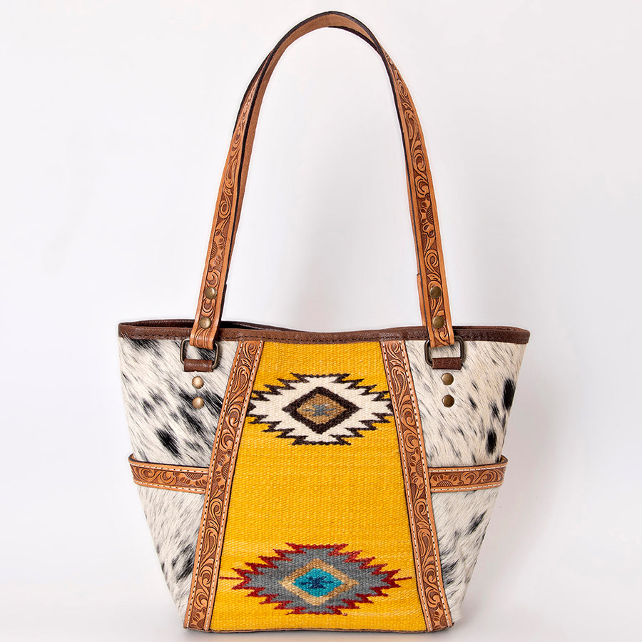 American Darling Tote Bag Hand Tooled Floral Carved Saddle Blanket Genuine Leather Western Purse with YKK Zipper
