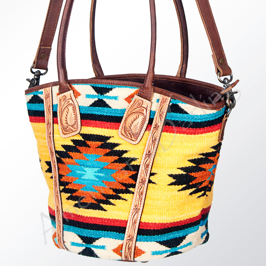 American Darling Hand Tooled and Saddle Blanket Western Leather Hobo Bag - Hilason
