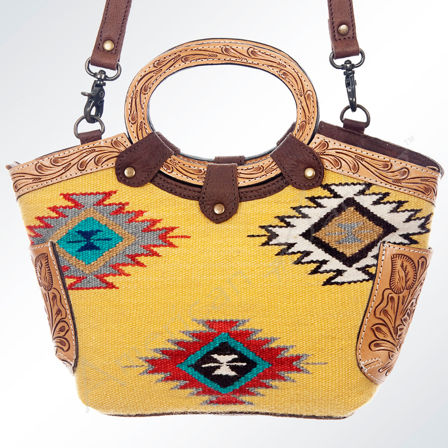 American Darling Cross body Bag Hair-On Cowhide Genuine Leather Western Purse with Hand Tooled Floral Carved Trim