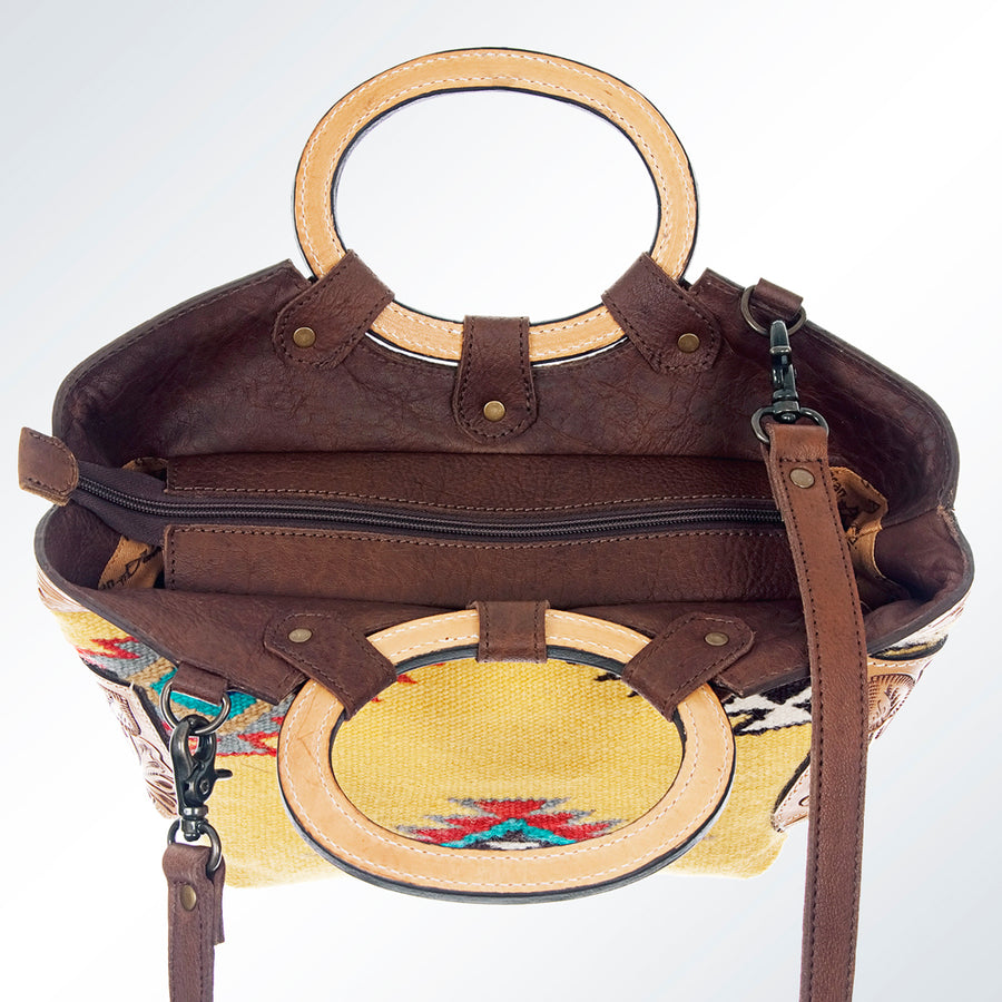 American Darling Cross body Bag Hair-On Cowhide Genuine Leather Western Purse with Hand Tooled Floral Carved Trim