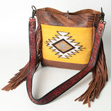 ADBG624A American Darling LARGE CROSSBODY Upcycled Wool Genuine Leather women bag western handbag purse