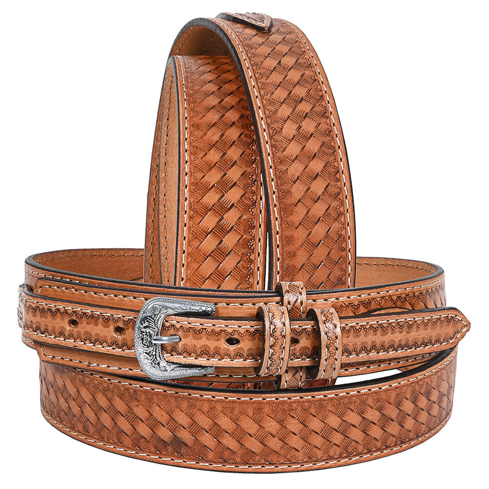 HILASON Western Genuine Leather Belt for Men Women Cowboy Cowgirl Handmade Unisex Basketweave Heavy Duty Belt