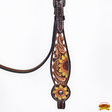 HILASON Floral Painted Beaded American Leather Horse Headstall Breast Collar