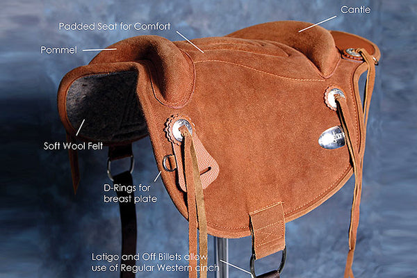 Bareback Pad Saddle Baretek Natural Horse Treeless Leather Pad