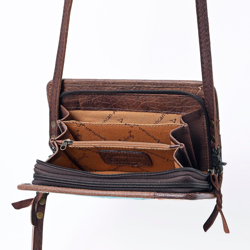 American Darling ORGANISER Upcycled Wool Genuine Leather women bag western handbag purse