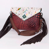 American Darling Cross Body Hair on Crocodile Embossed Genuine Leather Western Women Bag Handbag Purse | Crossbody for Cute