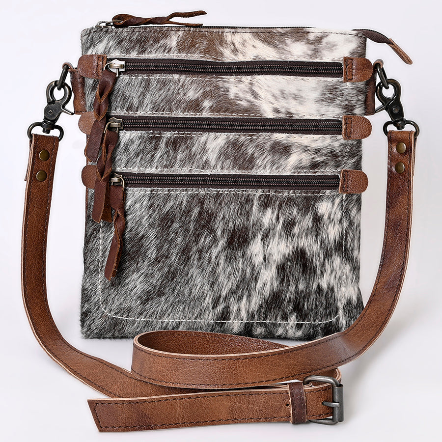 American Darling Chaps Bag Hair-On Cowhide Genuine Leather Western Purse with YKK Zipper and Triple Front Pockets