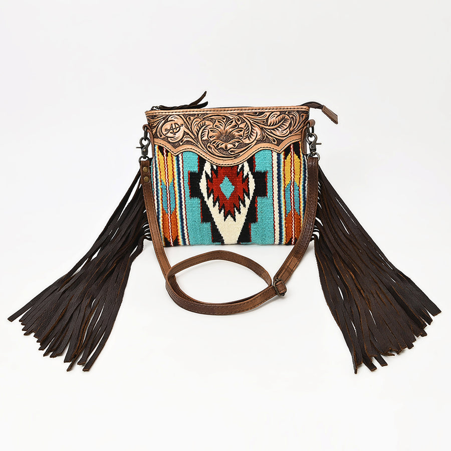 American Darling CrossBody Bag Saddle Blanket Fabric Genuine Leather Western Women Handbag Purse | for Cute Travel
