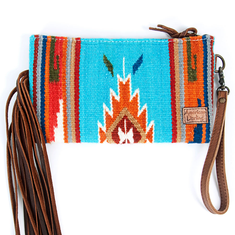 American Darling Wristlet Bag Handcrafted from Floral Embossed Damascus Genuine Leather with YKK Zipper and Wrist Strap