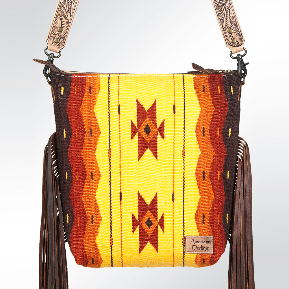 American Darling Cross Body Hand Tooled Saddle Blanket Genuine Leather Western Women Bag Handbag Purse | Crossbody for Cute