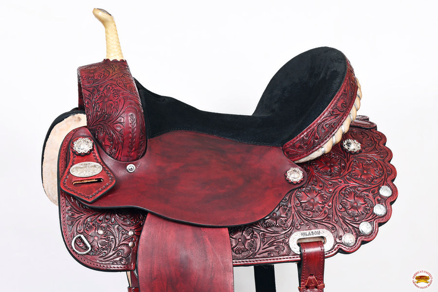 HILASON Western Horse Saddle American Leather Treeless Trail Barrel | for Horses