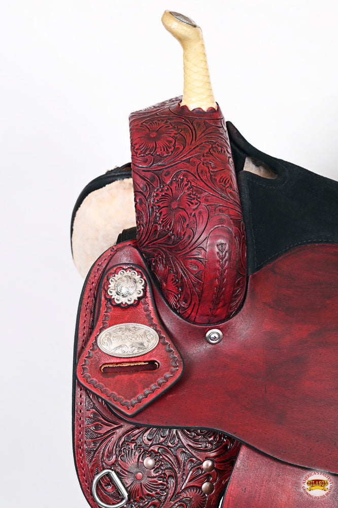 HILASON Western Horse Saddle American Leather Treeless Trail Barrel | for Horses