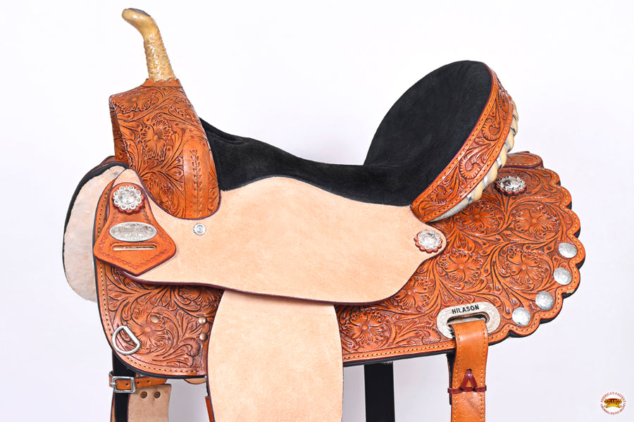 HILASON Western Horse Saddle American Leather Treeless Trail Barrel | for Horses
