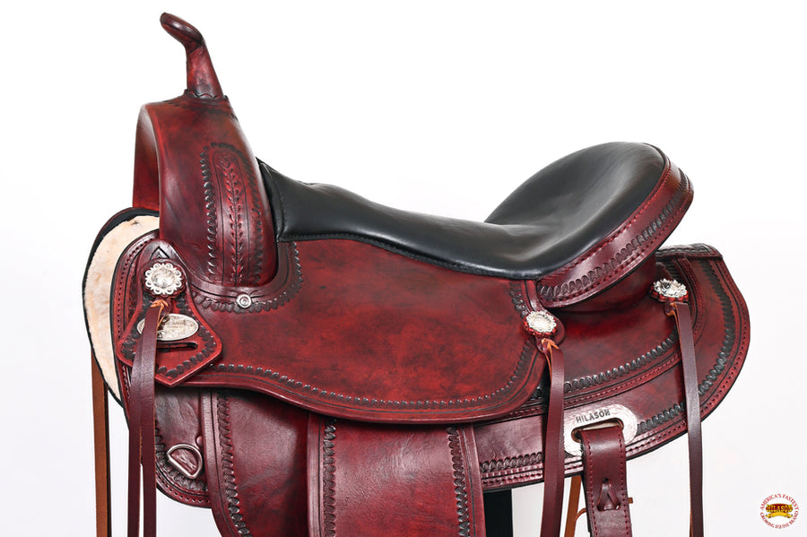 HILASON Western Horse Saddle American Leather Flex Tree Trail & Pleasure Antique Mahogany | for Horses
